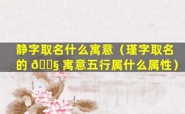 静字取名什么寓意（瑾字取名的 🐧 寓意五行属什么属性）